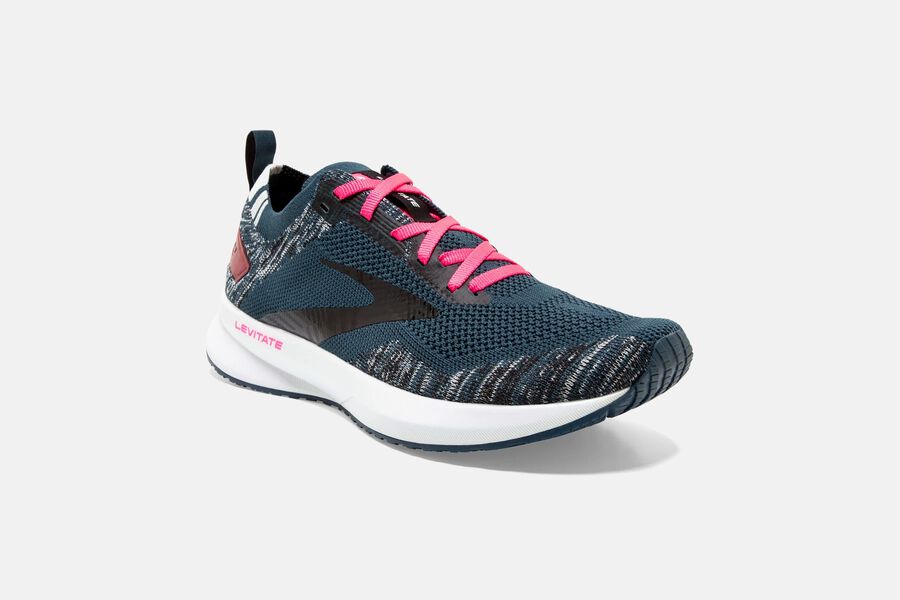 Brooks Israel Levitate 4 Road Running Shoes Womens - Navy/Black/Pink - FIW-839712